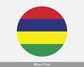 Mauritius Round Circle Flag. Mauritian Circular Button Banner Icon. EPS Vector