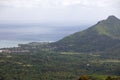 Mauritius. View of mountains and Indian Ocean.Mountain landscape Royalty Free Stock Photo