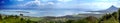 Mauritius. View of mountains and Indian Ocean in a sunny day, panorama Royalty Free Stock Photo