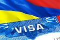 Mauritius Visa. Travel to Mauritius focusing on word VISA, 3D rendering. Mauritius immigrate concept with visa in passport.