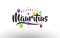 Mauritius Welcome to Text with Colorful Balloons and Stars Design