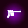 Mauser pistol icon in neon style. Element of war, armour illustration. Premium quality graphic design icon. Signs and symbols icon