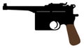 Mauser pistol. Vector silhouette weapon gun Royalty Free Stock Photo