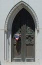 Mausoleum doors with patriotic remembrance