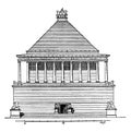 Mausoleum at Halicarnassus,  a tomb built, vintage engraving Royalty Free Stock Photo