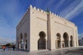 The Mausoleum of Mohammed V located on the opposite side of the Hassan Tower, on the Yacoub al Mansour esplanade in Rabat, Morocco Royalty Free Stock Photo