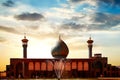 Mausoleum Shah Cheragh at sunset - is a holy place for the Iranian people. Shah Cheragh was built in the 14th century.