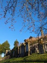 Mausoleums in the winter sun, necropolis, Glasgow Scotland Royalty Free Stock Photo