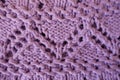 Mauve handmade zigzag knitted openwork from above