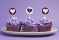 Mauve purple decorated cupcakes