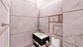 Mauve rose gold bathroom interior design 3d rendering perspective