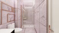 Mauve rose gold bathroom interior with rose gold accents