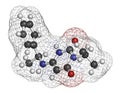 Mavacamten drug molecule. 3D rendering. Atoms are represented as spheres with conventional color coding: hydrogen white, carbon Royalty Free Stock Photo