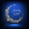 Mawlid Al Nabi greeting card with shine moon