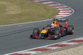 Max verstappen in a formule 1 car race out the corner on circuit zandvoort