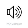 Max Volume high sign icon editable line Royalty Free Stock Photo