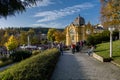 Maxim Gorki Colonnade and Singing Fountain in Marianske Lazne Marienbad Royalty Free Stock Photo