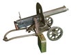 Maxim machine gun with a box of cartridges and a tape inserted