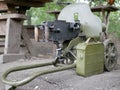 Maxim machine gun.  Water cooling of the barrel. box for machine gun ammunition. weapons of the second world war. Green camouflage Royalty Free Stock Photo