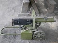 Maxim machine gun. Water cooling of the barrel. box for machine gun ammunition. weapons of the second world war. Green camouflage