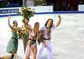 Maxim Shabalin and Oksana Domnina with gold medals Royalty Free Stock Photo