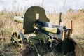 Maxim's Machine Gun Model 1910/30 On A Wheeled Vladimirov's Mount In Grass