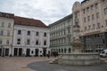 Maximilian\'s fountain in Main Square, Bratislava Royalty Free Stock Photo