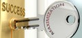 Maximization and success - pictured as word Maximization on a key, to symbolize that Maximization helps achieving success and
