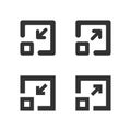 Maximize icon. Full size screen. Minimixe symbol button in vector flat