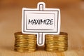 Maximize income banner with money.