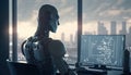 Maximize Your Efficiency, ChatGPT Robot Working, Cutting-Edge Programming in Action, Generative AI Royalty Free Stock Photo