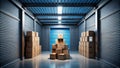 Maximize Your Space 3D Visualization of Organized SelfStorage Solutions Using Cardboard Boxes A Guide to Efficient Royalty Free Stock Photo