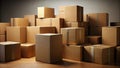 Robust Cardboard Box Storage Solution Vertical Stack of Brown Boxes Ready for Shipment or Storage Royalty Free Stock Photo