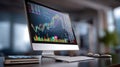 Maximizing Business Efficiency Through Data Analytics with an Advanced Computer Monitor Displaying Key Information Royalty Free Stock Photo