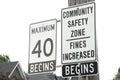 maximum 40 begins community safety zone fines increased begins rectangle sign. ph