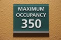 Maximum occupancy 350 sign