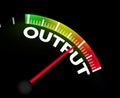 Maximum output generation concept with glowing speedometer and red needle on it, business, peroformance meter Royalty Free Stock Photo