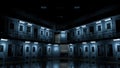 Maximum security prison. Lights turning on in maximum security penitentiary.
