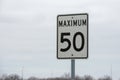 50 Maximum Sign Speed limit in America Royalty Free Stock Photo