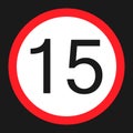 Maximum speed limit 15 sign flat icon Royalty Free Stock Photo