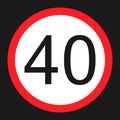 Maximum speed limit 40 sign flat icon Royalty Free Stock Photo