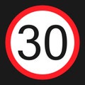 Maximum speed limit 30 sign flat icon Royalty Free Stock Photo