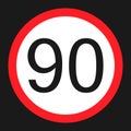 Maximum speed limit 90 sign flat icon Royalty Free Stock Photo