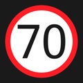 Maximum speed limit 70 sign flat icon Royalty Free Stock Photo