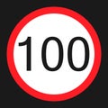 Maximum speed limit 100 sign flat icon Royalty Free Stock Photo