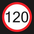 Maximum speed limit 120 sign flat icon Royalty Free Stock Photo