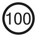 Maximum speed limit 100 sign line icon Royalty Free Stock Photo