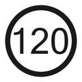 Maximum speed limit 120 sign line icon Royalty Free Stock Photo