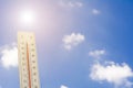 Maximum temperature - Thermometer on the summer heat Royalty Free Stock Photo