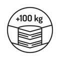 Maximum weight limit up to 100 kg black line icon. Weight-limited mattress. Pictogram for web page, mobile app, promo. UI UX GUI